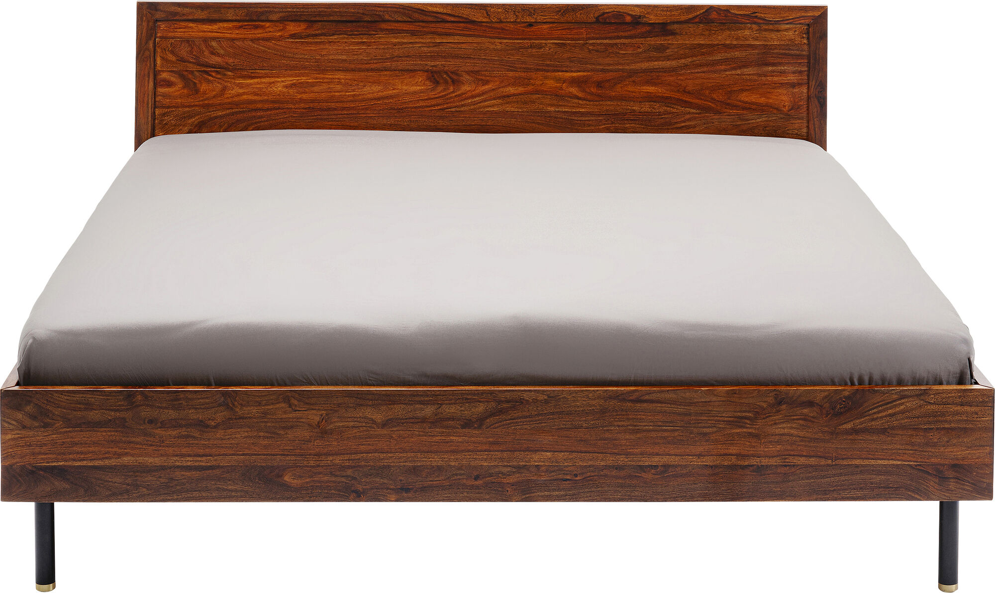 Łóżko drewniane z drzewa sheesham brązowe 200x180 cm – obraz-1
