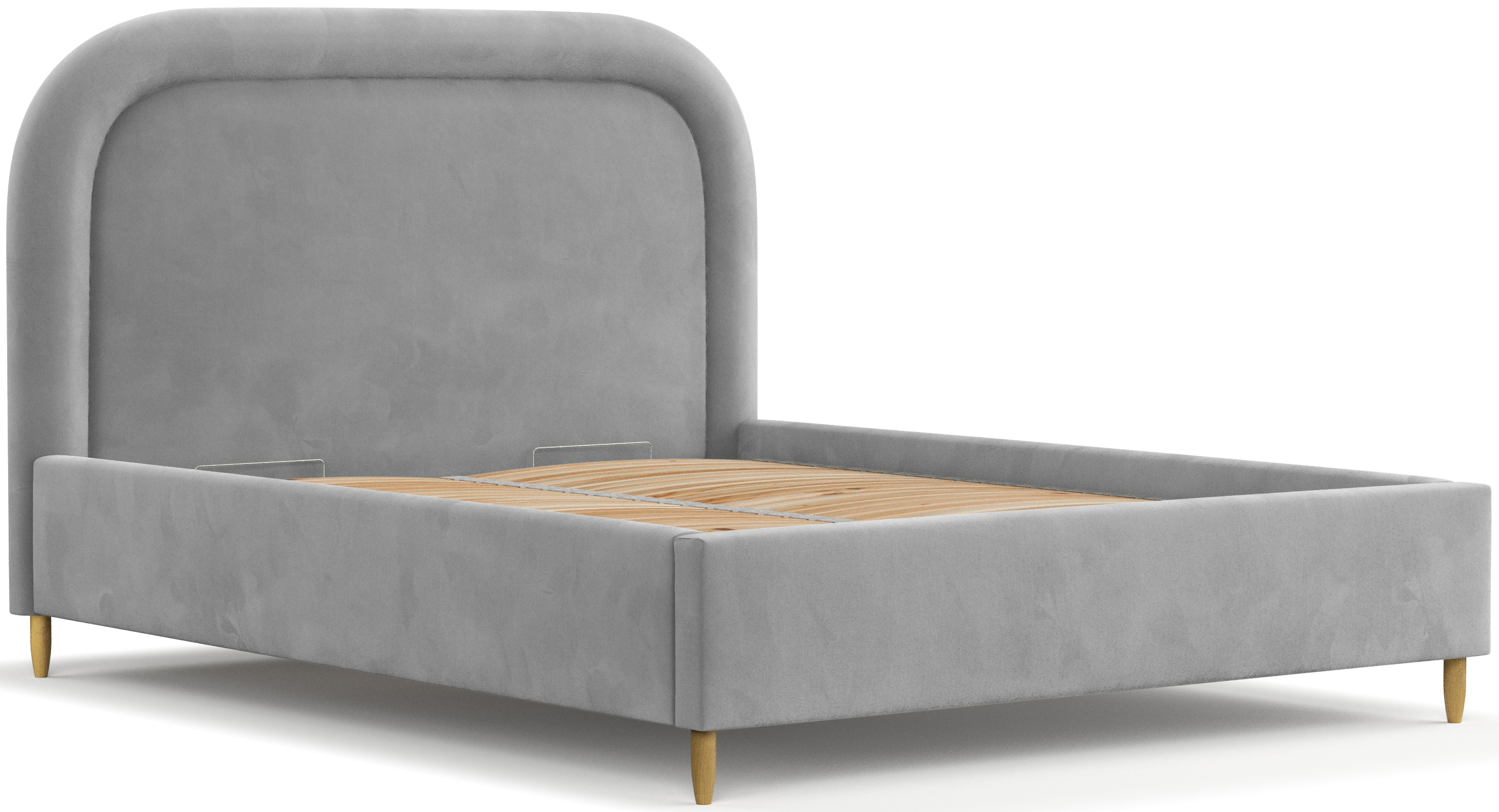 Łóżko tapicerowane szare z miejscem do przechowywania tkanina welwetowa 180x200 cm – obraz-1