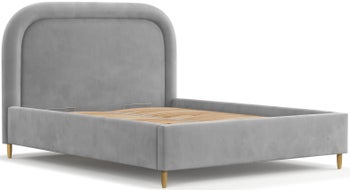 Łóżko tapicerowane szare z miejscem do przechowywania tkanina welwetowa 180x200 cm – obraz-1