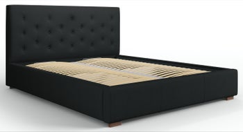 Łóżko z pojemnikiem czarne pikowane 200x160 cm – obraz-1