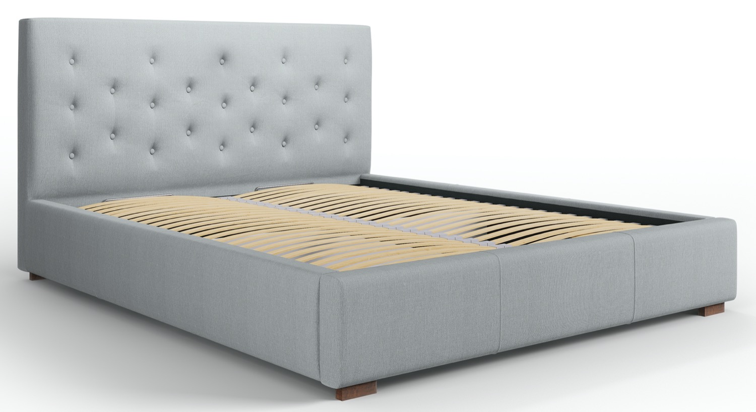 Łóżko z pojemnikiem szare pikowane 200x180 cm – obraz-1