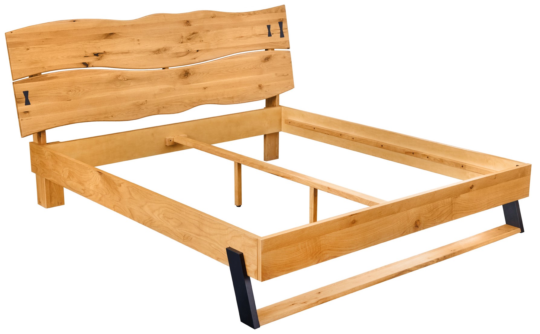 Łóżko dębowe z naturalnym zagłówkiem i stylowym designem – grafika-1.