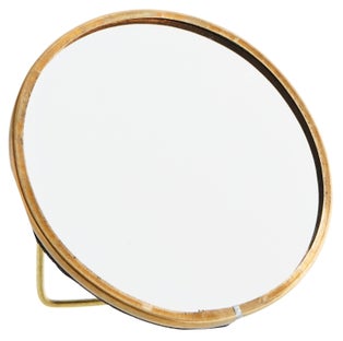 Lusterko metalowe okrągłe złote Ø10 cm – obraz-1