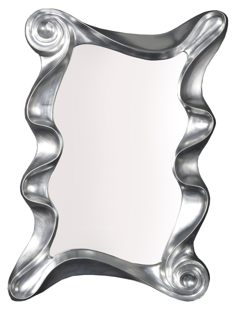 Srebrne prostokątne lustro wiszące w stylu nowoczesnym – grafika-1.