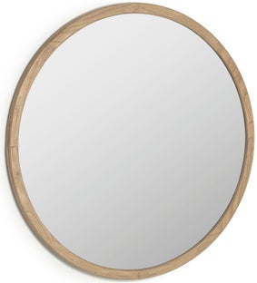 Lustro okrągłe rama drewniana Ø100 cm – obraz-1