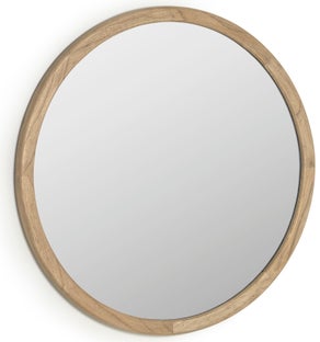 Lustro okrągłe rama drewniana Ø80 cm – obraz-1