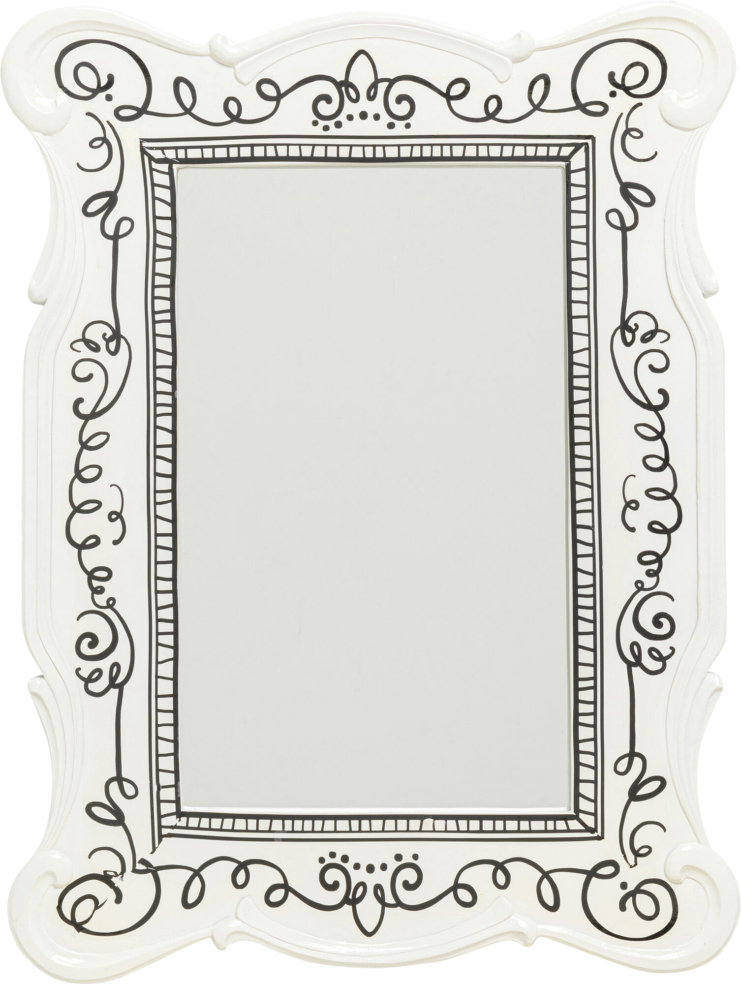 Lustro białe z czarnymi wzorami kształt klasyczny 50x67 cm – grafika-1.