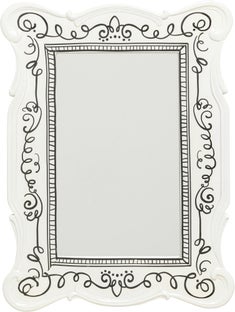 Lustro białe z czarnymi wzorami kształt klasyczny 50x67 cm – obraz-1