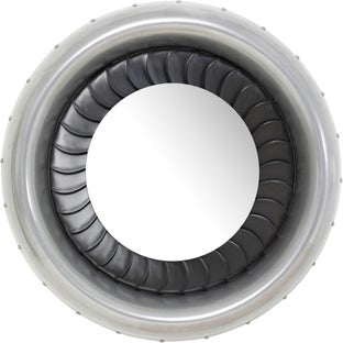 Lustro do salonu duże okrągłe rama aluminium i włókno szklane Ø119 cm silnik odrzutowy – obraz-1