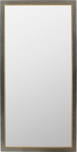 Lustro do salonu duże rama stalowa srebrno-złota postarzana 90x180 cm – obraz-1
