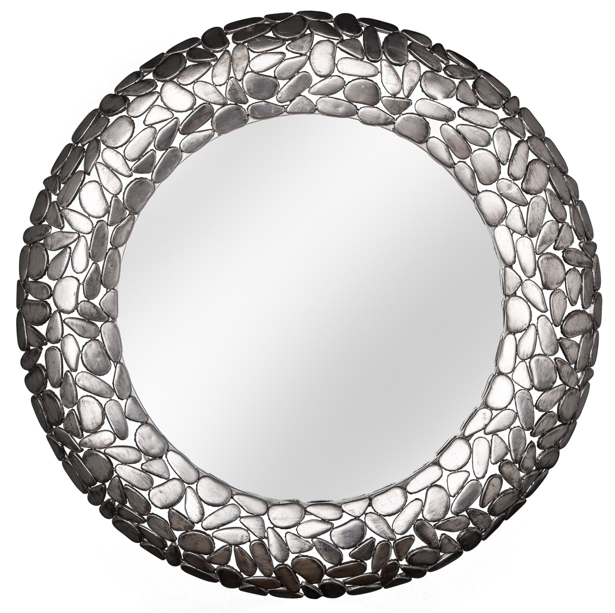 Lustro wiszące do salonu metalowo-aluminiowe srebrne Ø82 cm nowoczesne – grafika-1.
