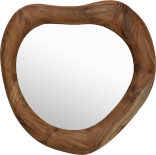 Lustro do salonu rama z drewna akacjowego brązowa 80x78 cm – obraz-1