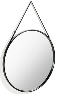 Lustro wiszące rama metalowa czarne Ø80 cm – obraz-1