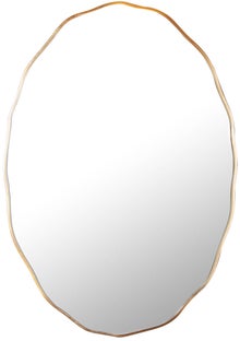 Lustro wiszące owalne z drewna w złotej ramie eleganckie i stylowe – grafika-1.