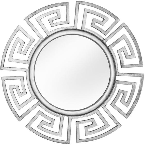 Lustro okrągłe z aluminium srebrne Ø85 cm elegancki dodatek do wnętrz – grafika-1.