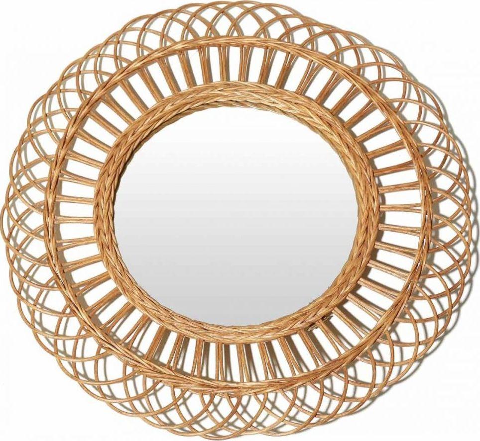 Lustro Flower ∅60 cm drewniane – obraz-1