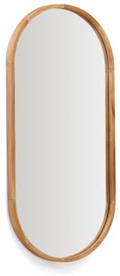 Lustro naturalne z ramą z drewna tekowego 45x95 cm – obraz-1