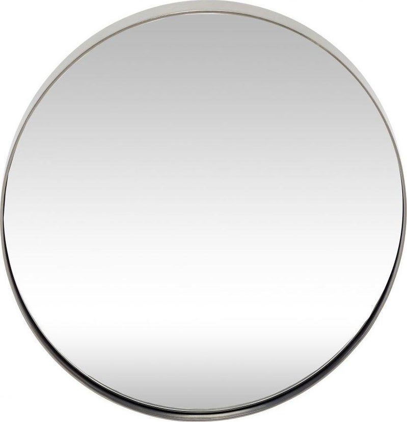 Lustro okrągłe rama metalowa srebrne ∅40 cm – obraz-1