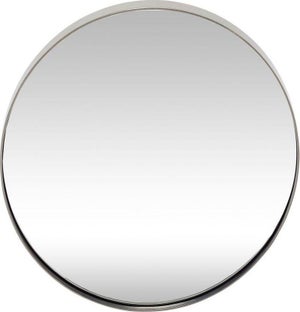 Lustro okrągłe rama metalowa srebrne ∅40 cm – obraz-1
