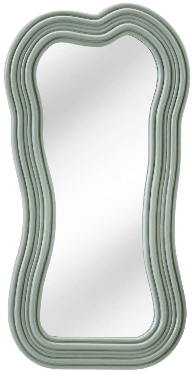 Lustro ścienne w kolorze zielonym szałwiowym z elegancką ramą – grafika-1.
