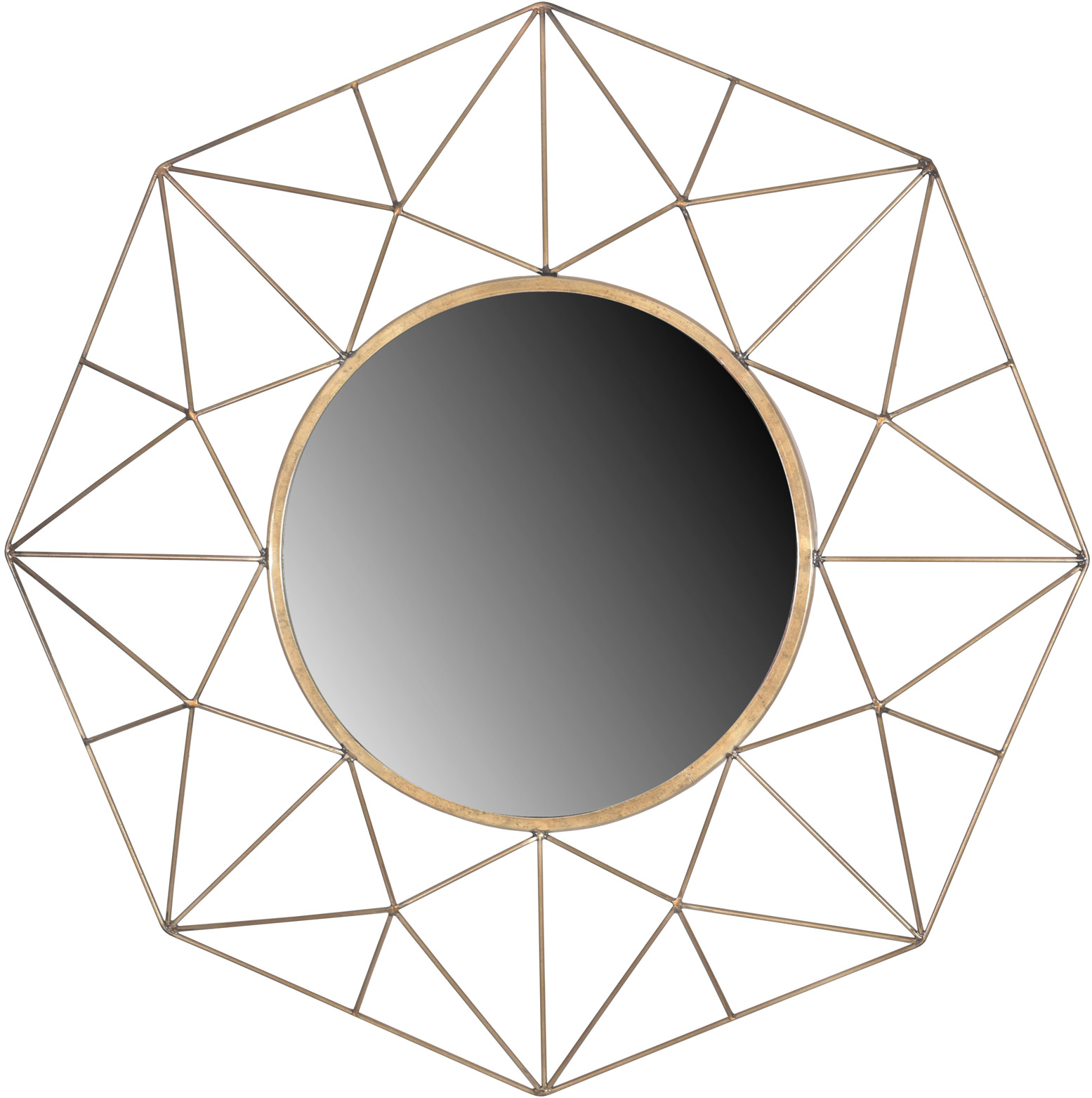 Lustro ścienne ośmiokątne w kolorze mosiężnym małe do stylowego wnętrza – grafika-1.