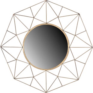 Lustro ścienne ośmiokątne w kolorze mosiężnym małe do stylowego wnętrza – grafika-1.