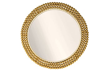 Lustro ścienne PEARLS 75cm żelazo złote – grafika-1.