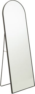 Lustro stojące metalowe czarne zaokrąglone na górze 50x150 cm – obraz-1