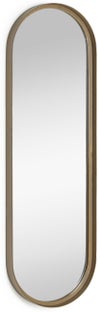 Lustro wiszące owalne złote 100x31 cm  – obraz-1