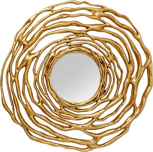 Lustro okrągłe złote Ø121 cm – obraz-1
