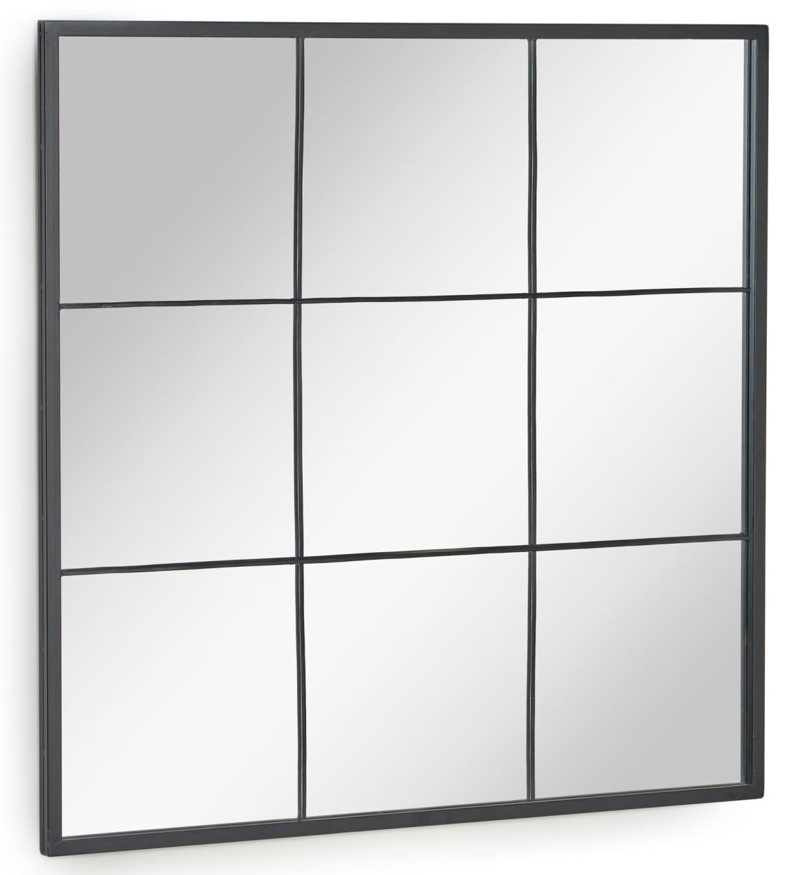 Lustro wiszące czarne stalowe 80x80 cm – obraz-1