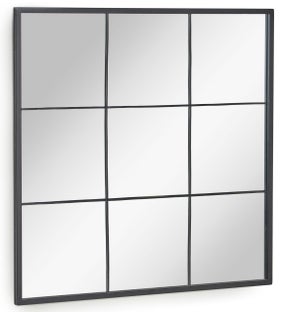 Lustro wiszące czarne stalowe 80x80 cm – obraz-1