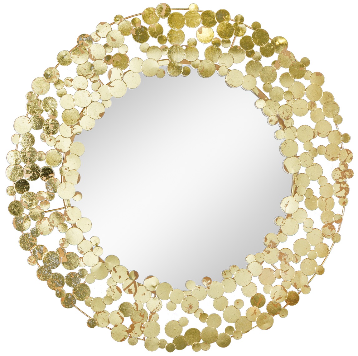 Lustro wiszące do salonu metalowe antyczne złoto stylowy design o średnicy 82 cm – grafika-1.