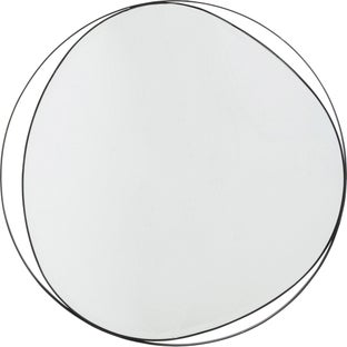 Lustro wiszące do salonu rama czarna ze stali Ø80 cm – obraz-1
