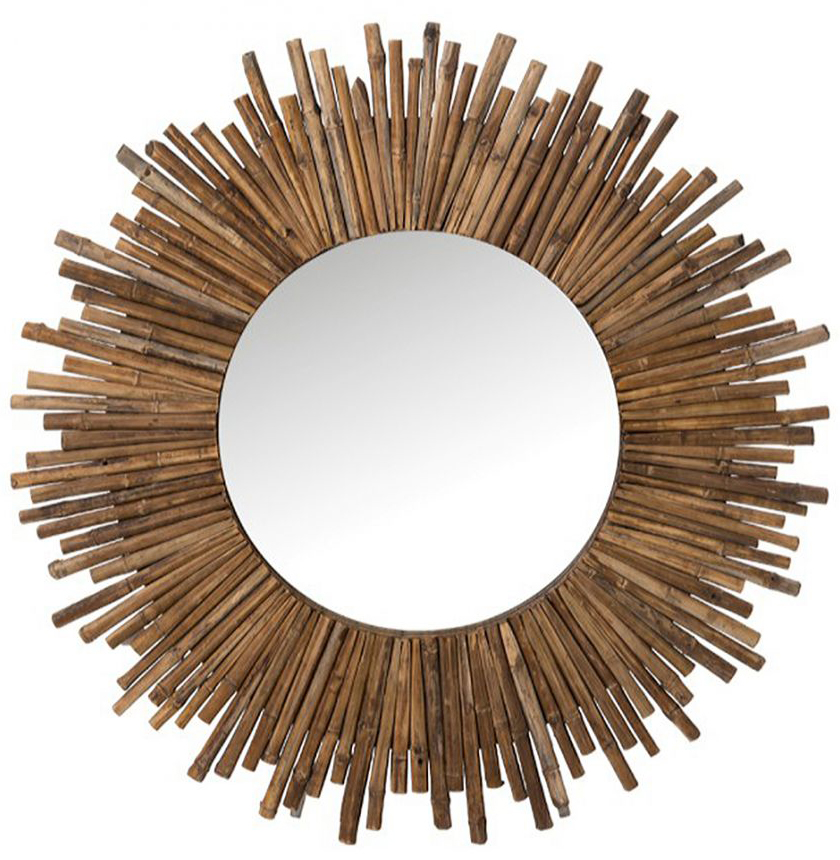 Lustro wiszące Round Ø120 cm naturalne – obraz-1