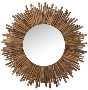 Lustro wiszące Round Ø120 cm naturalne – obraz-1