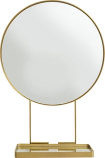 Lustro wiszące z półką złote 60x79 cm – obraz-1