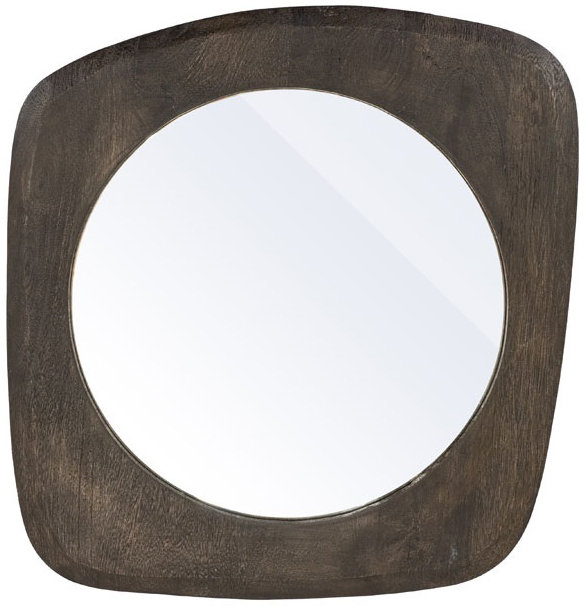 Lustro z brązową ramą z drewna mango 63x58 cm – obraz-1