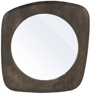 Lustro z brązową ramą z drewna mango 63x58 cm – obraz-1