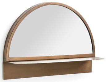 Lustro z półką 50x35 cm mosiężne – obraz-1