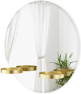 Lustro z półkami okrągłe Ø61 cm – obraz-1