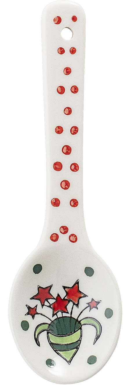 Łyżeczka ceramiczna biała z obrazkiem dzwonka 14 cm – obraz-1