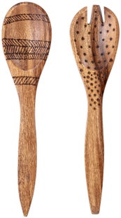 Łyżki do sałatek Kanlu (2-set) drewniane – obraz-1