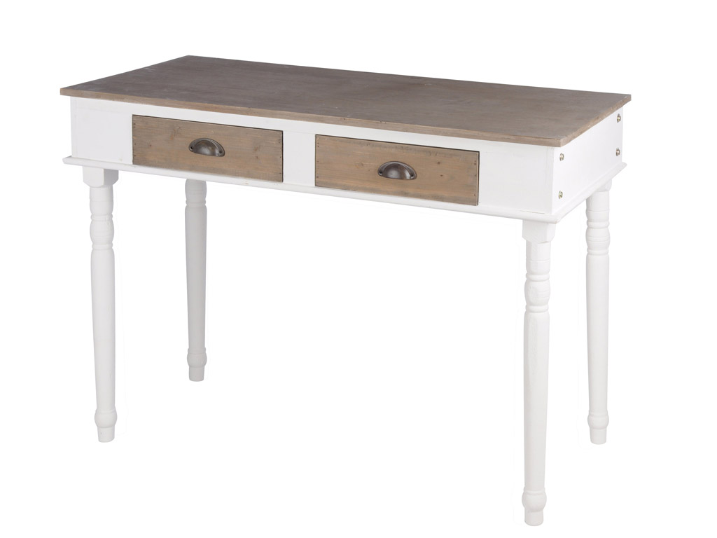 Маса с две чекмеджета 180X90XH80CM -орех и бяло – изображение-1