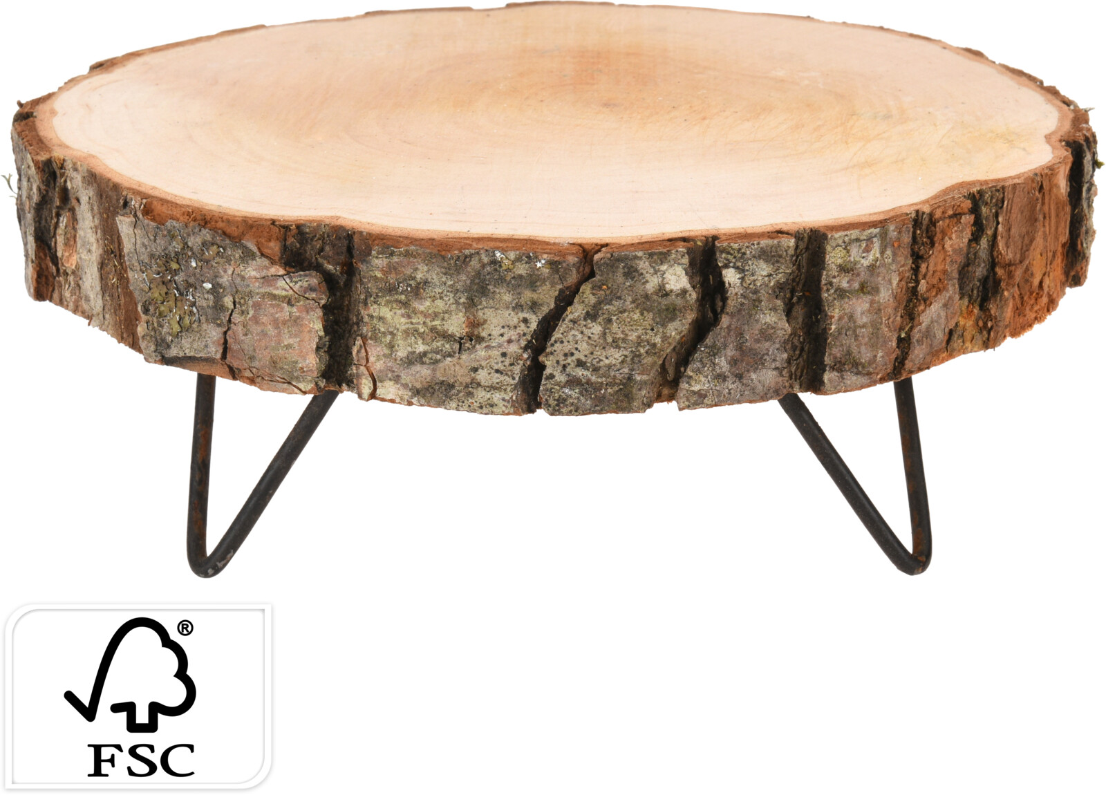 Масичка от дъб с кора и метални крачета – изображение-1