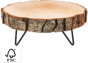 Масичка от дъб с кора и метални крачета – изображение-1