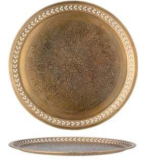 Metalowa taca dekoracyjna złota Ø40,5 cm – obraz-1