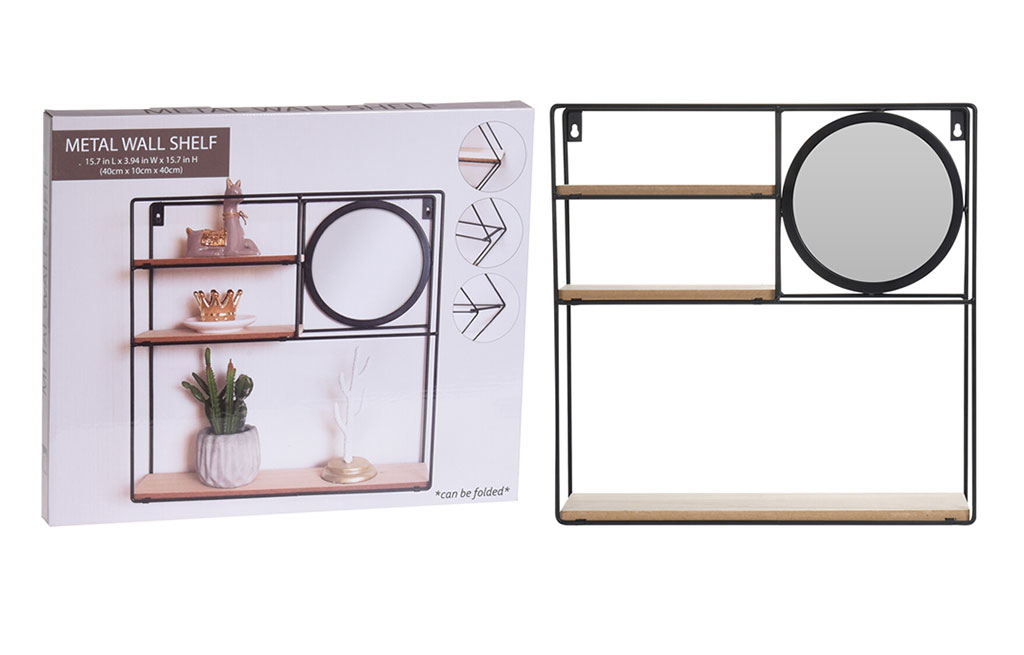 Метлана етажерка на 3 нива с огледало – изображение-1