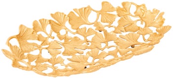 Misa dekoracyjna z liśćmi z metalu i aluminium w odcieniach złota z nowoczesnym stylem – grafika-1.