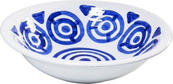 Misa dekoracyjna ręcznie malowana ∅45x11 cm biało-niebieska – obraz-1